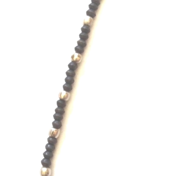 VINTAGE 70s BRASS COPPER AND BLACK BONE BIB COLLAR NECKLACE - Picture 5 of 7